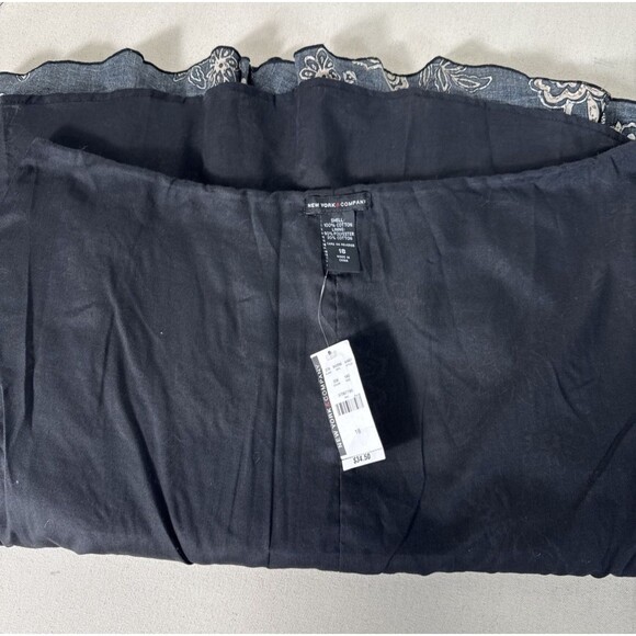 New York & Company Midi Skirt Women's 18 Tan Black Floral Print Flared Boho - Picture 8 of 11